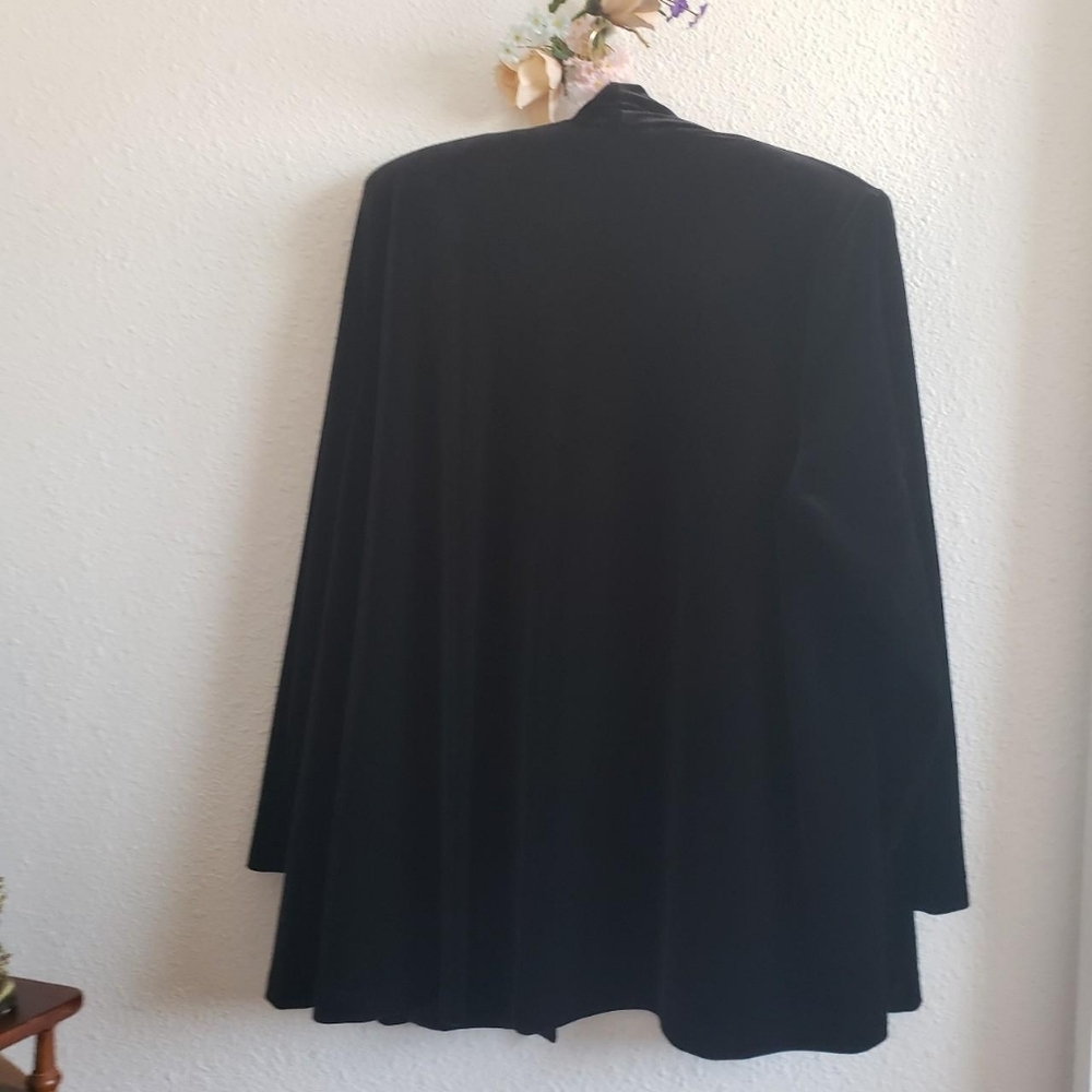 Black Velvet Open Front Cardigan Vintage - Picture 9 of 12